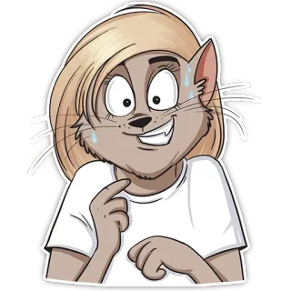 🙄 kucing, kartun, keringat, gugup, perempuan, wanita telegram sticker