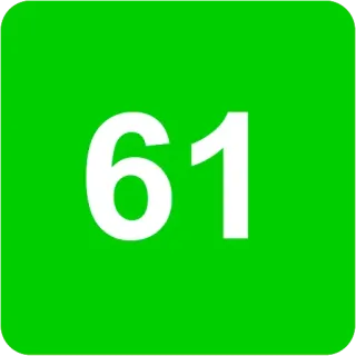 🟩 61 numero, verde, 61, bianco telegram sticker