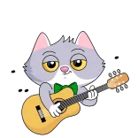 🎸 gato, guitarra, música, animal, mascota, dibujo animado telegram sticker