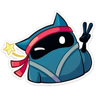 😉 cat, ninja, sticker, peace sign, cartoon, anime whatsapp sticker