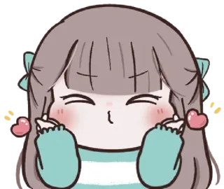 🍓 hoạt hình, dễ thương, gái, kawaii, yêu, trái tim, tim ngón tay whatsapp sticker