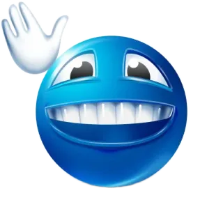 👋 Emoji, Smiley, Acenando, Azul whatsapp sticker