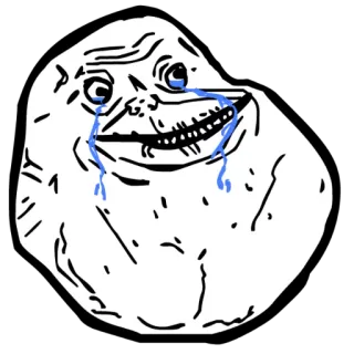 😢 meme, forever alone, crying, internet, lonely telegram sticker