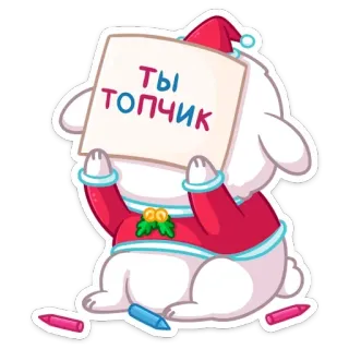 ☝️ ТЫ ТОПЧИК мультфильм, животное, праздник, празднование, приветствие, милый, зима whatsapp sticker