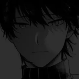 ⬛ 动漫, 漫画, 黑暗, 肖像, emo telegram sticker