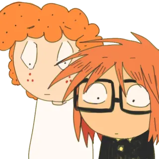 😳 dibujos animados, anime, personajes, pelirrojo/a, gafas telegram sticker