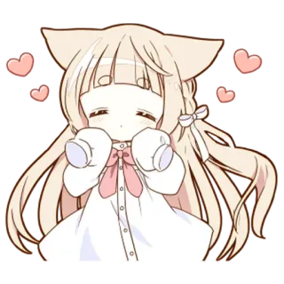 😘 anime, cat girl, kawaii, cute, hearts, manga telegram sticker