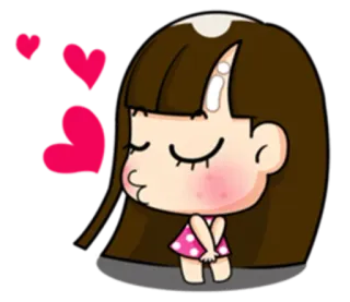 😘 kissing, hearts, love, cartoon, girl, cute whatsapp sticker