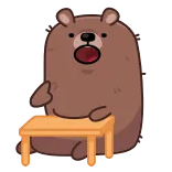 🤩 bear, table, animal, cartoon, funny, sticker telegram sticker