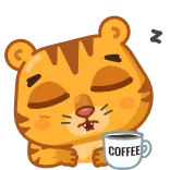 😴 COFFEE 老虎, 咖啡, 动物, 杯子, 可爱, 贴纸 telegram sticker
