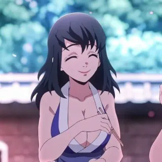 💙 Kanae Kocho Demon Slayer Anime, Demon Slayer, Kanae Kocho, Personagem, Sorrindo, Mulher whatsapp sticker