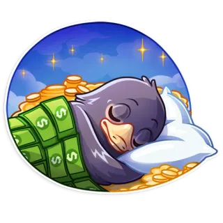 😴 お金, 睡眠, アヒル, 金, 富, 怠惰, 夢 telegram sticker