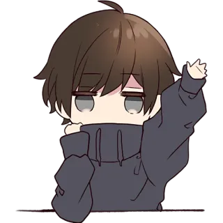 👋 Аниме, Милый, Мультфильм, Персонаж, Мальчик, Каваий whatsapp sticker