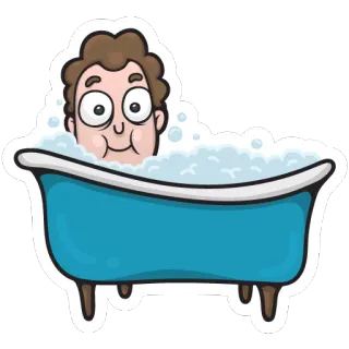 🛁 洗澡, 浴缸, 泡泡浴, 卡通, 男人, 肥皂 telegram sticker