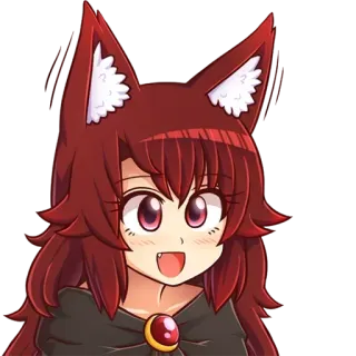 😃 Anime, Vosmeisje, Katmeisje, Kemonomimi, Anime meisje, Personage, Schattig, Manga telegram sticker