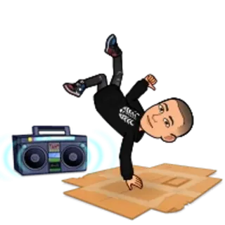 🌟 Breakdance, Boombox, Menari, Musik, Kartun, Karakter, Hip Hop telegram sticker