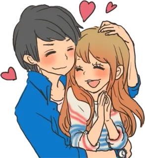 ❤️ 커플, 사랑, 포옹, 만화, 애정, 로맨틱 telegram sticker