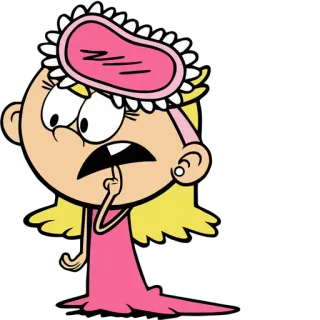 😪 Lola Loud The Loud House dessin animé, fille, pyjama, effrayé, peur telegram sticker