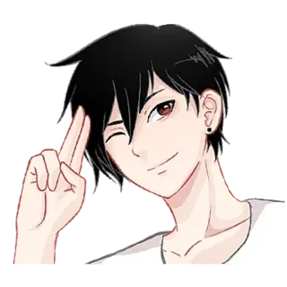 😉 Anime, Manga, Junge, Zwinkern, Jugend, Asiatisch whatsapp sticker
