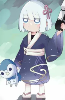 😐 アニメガール, 着物, ペンギン, かわいい, 可愛い, 漫画 telegram sticker