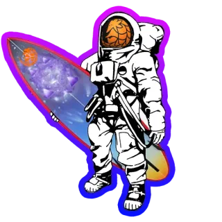😂 宇航员, 太空, 冲浪板, 复古, 宇航服, 外太空, 宇宙, 冲浪 telegram sticker