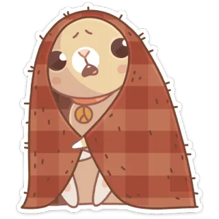 😫 llama, blanket, peace symbol, cute, kawaii, cartoon, animal telegram sticker