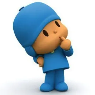🤔 Pocoyo dibujo animado, personaje, niños, azul, pensando whatsapp sticker