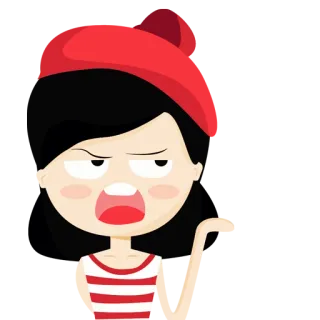 🙋 여자, 소녀, 만화, 화난, 베레모 telegram sticker