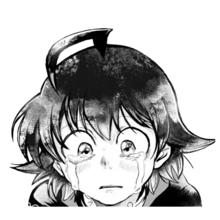 🥺 anime, manga, crying, sad, emotional, tears, black and white telegram sticker