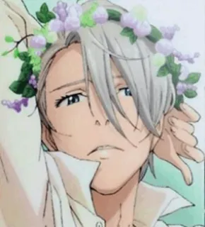 ❄️ anime, flower crown, portrait, cute, art telegram sticker