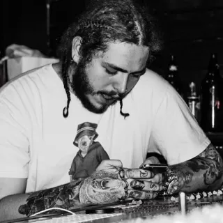 🚬 Post Malone muziek, muzikant, portret, beroemdheid, tattoo telegram sticker