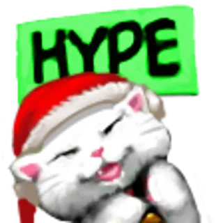 😏 HYPE Hype, Katze, Weihnachtsmütze, Weihnachten, Feier, Freude telegram sticker