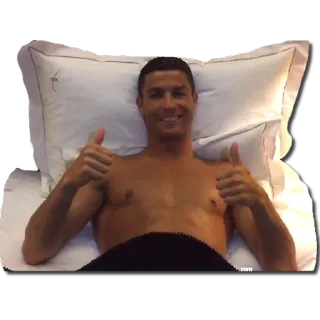 💤 Cristiano Ronaldo voetbal, voetbal, duim omhoog, bed, beroemdheid, man, blij telegram sticker