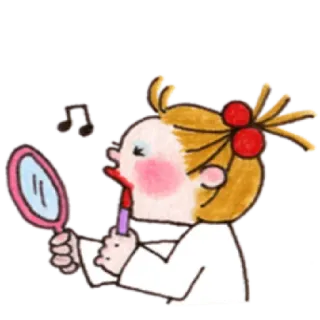 ✳️ 女の子, メイク, リップ, 鏡, 音楽 telegram sticker