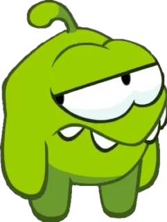 😒 Om Nom Cut the Rope cartone animato, verde, carino, mostro telegram sticker
