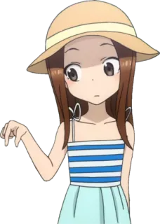 😐 Anime, Chica, Dibujo animado, Personaje, Verano, Sombrero, Vestido telegram sticker