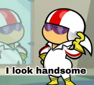 😎 Kick Buttowski Kick Buttowski: Suburban Daredevil I look handsome мультфильм, красавчик, анимированный, сорвиголова, шлем telegram sticker