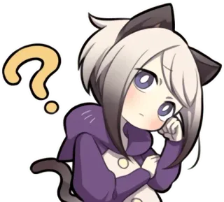 ❓ animé, question, chat, mignon, autocollant whatsapp sticker