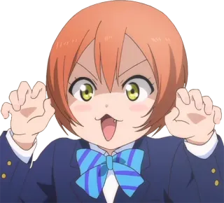 👻 Anime, Mono, Divertido, Personaje, Uniforme escolar, Dibujos animados, Expresión telegram sticker