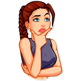 🤔 женщина, думает, мультфильм, любопытный telegram sticker