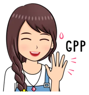 😄 desenho animado, mulher, menina, acenando, personagem, amigável whatsapp sticker