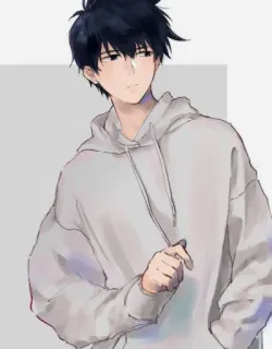 😒 Anime, Anak laki-laki, Hoodie, Kasual, Remaja telegram sticker