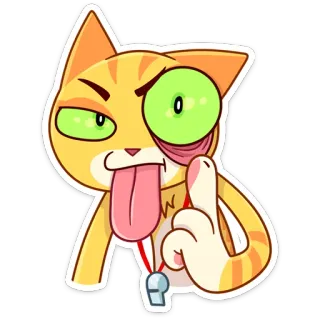 😜 gato, dedo medio, grosero, ofensivo, dibujo animado, humor, sticker whatsapp sticker