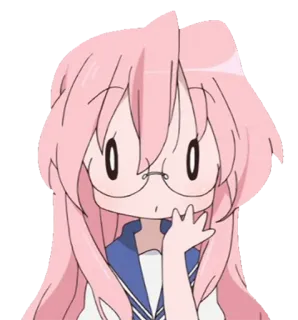 🤔 Anime, Dibujos animados, Pelo rosa, Cute, Gafas, Chica whatsapp sticker