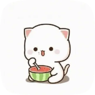 🍜 gatto, anguria, carino, kawaii, cartone animato telegram sticker