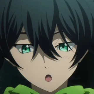 🕸 anime, cartoon, character, portrait, green eyes, black hair telegram sticker