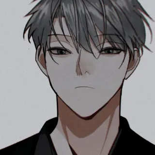 🍶 anime, character, portrait, man, gray hair, serious telegram sticker