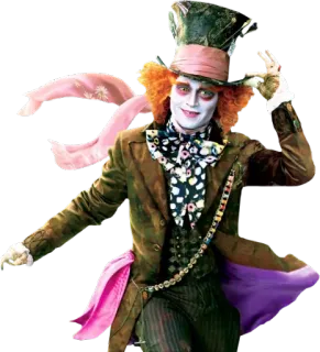 😎 Mad Hatter Alice in Wonderland chapeleiro maluco, Alice no País das Maravilhas, personagem, fantasia, chapéu, excêntrico telegram sticker