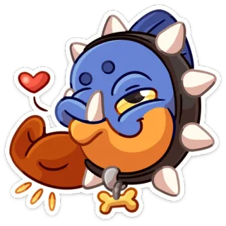 ❤ การ์ตูน, สัตว์, สุนัข, หัวใจ, กล้ามเนื้อ, ปลอกคอ, กระดูก, น่ารัก telegram sticker