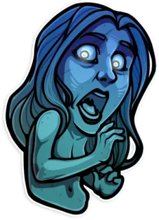 😱 hantu, menakutkan, wanita, biru, gaib, horor telegram sticker